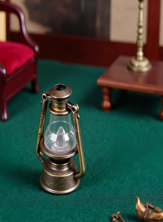 Tnyvm Bronze Color Miniature Lamps for Dollhouse, Doll House Retro Oil Lantern Dollhouse Accessories Scene Ornaments Miniature Scene Model Hurricane Lantern Kerosene Lamp Furniture Decoration - Image 5
